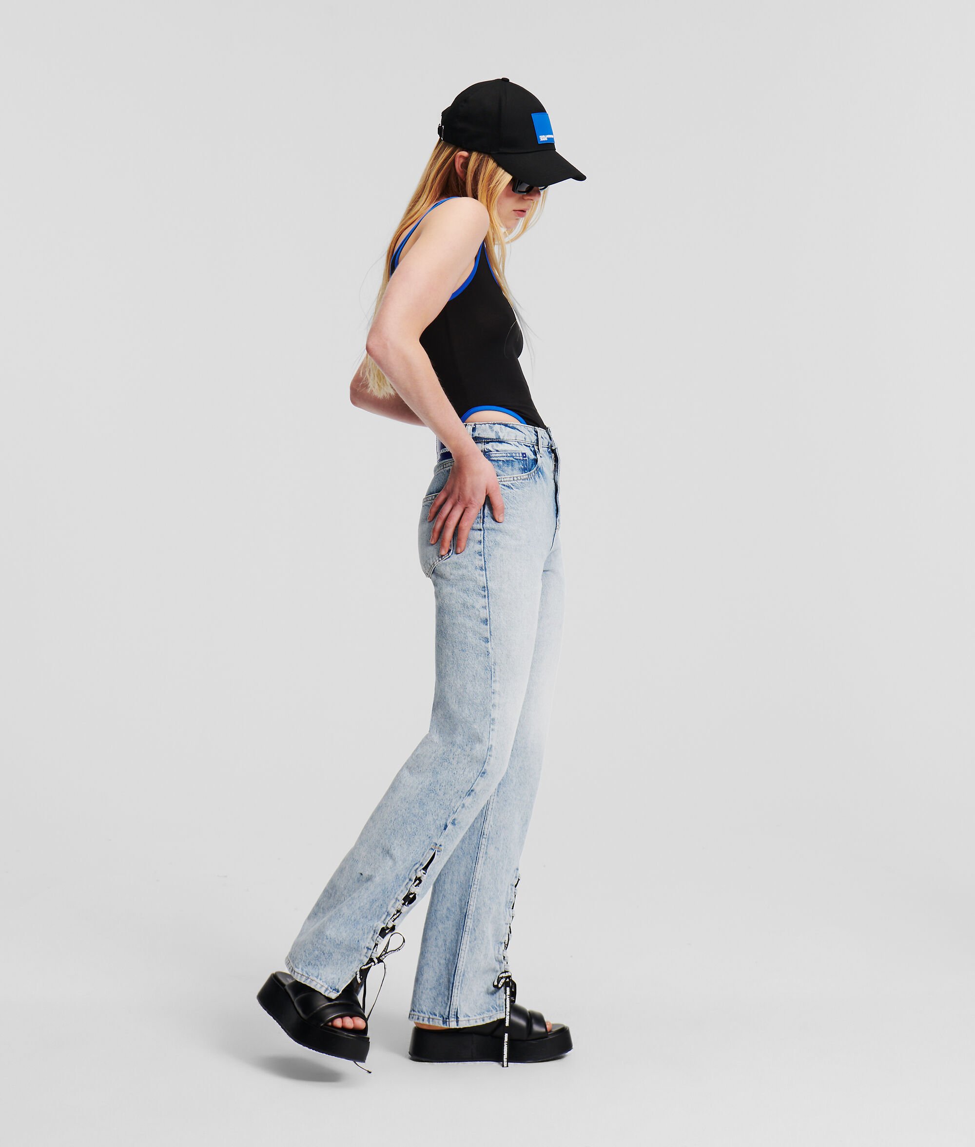 (image for) Concise KLJ LACE-UP HIGH-RISE STRAIGHT JEANS